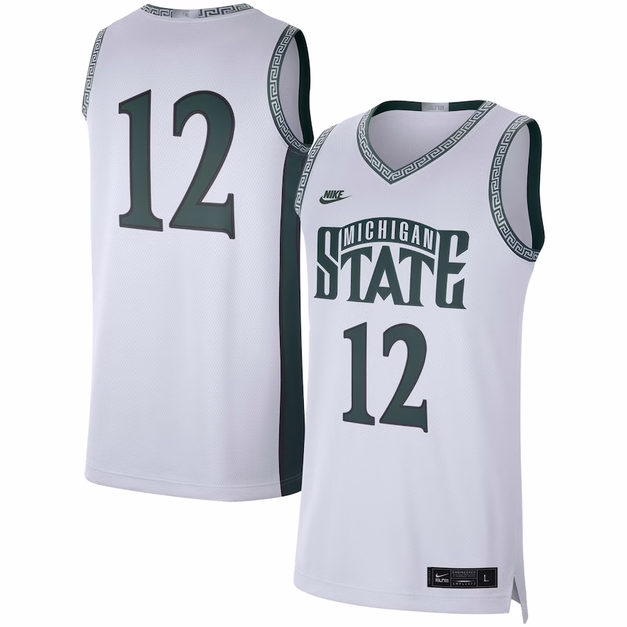 #12 Michigan State Spartans Nike Limited Retro Basketball Jersey - White - Puhuasuan