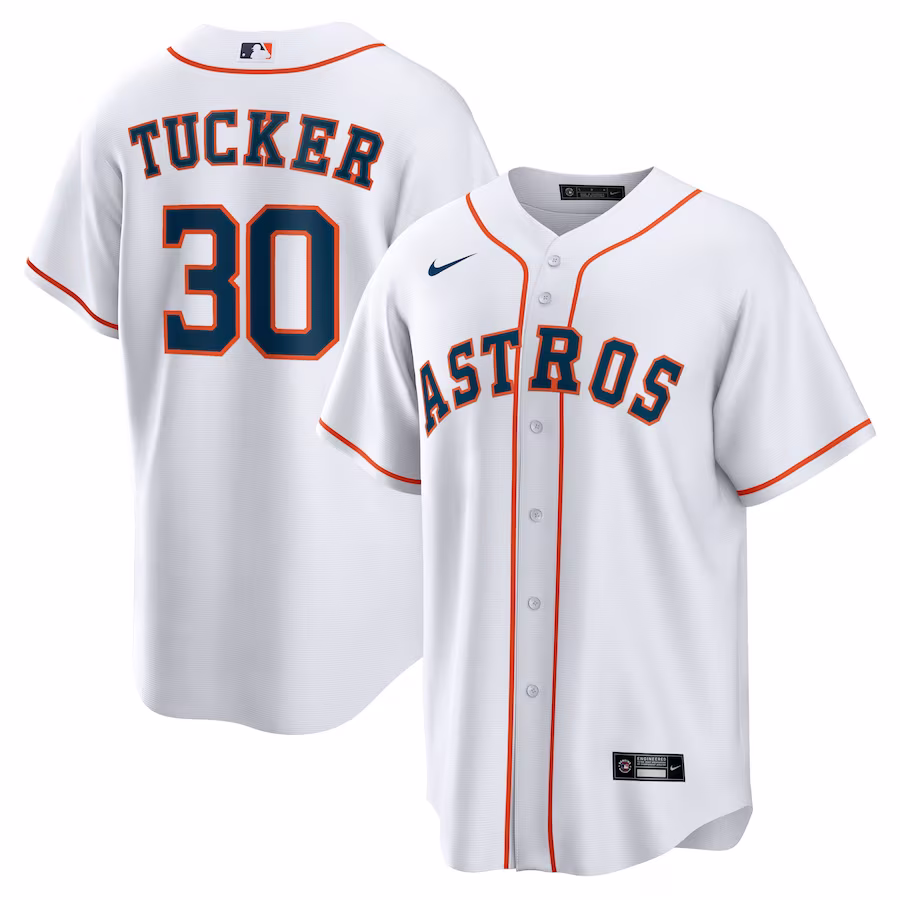 Men's Houston Astros Kyle Tucker Nike White Home Official Replica Player Jersey - Puhuasuan