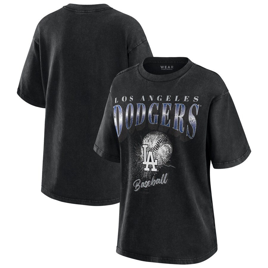 Women's Los Angeles Dodgers WEAR by Erin Andrews Charcoal Boyfriend T-Shirt - Puhuasuan