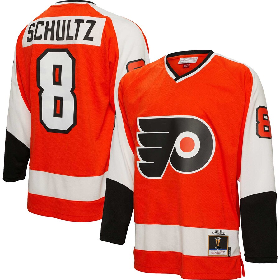 Men's Philadelphia Flyers Dave Schultz Mitchell & Ness Orange 1974/75  Blue Line Player Jersey - Puhuasuan