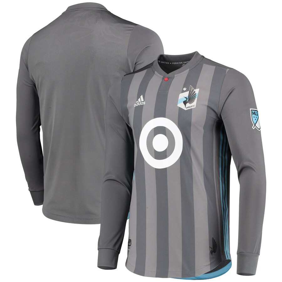 Men's Minnesota United FC adidas Gray 2018/19 Authentic Team Long Sleeve Jersey - Puhuasuan