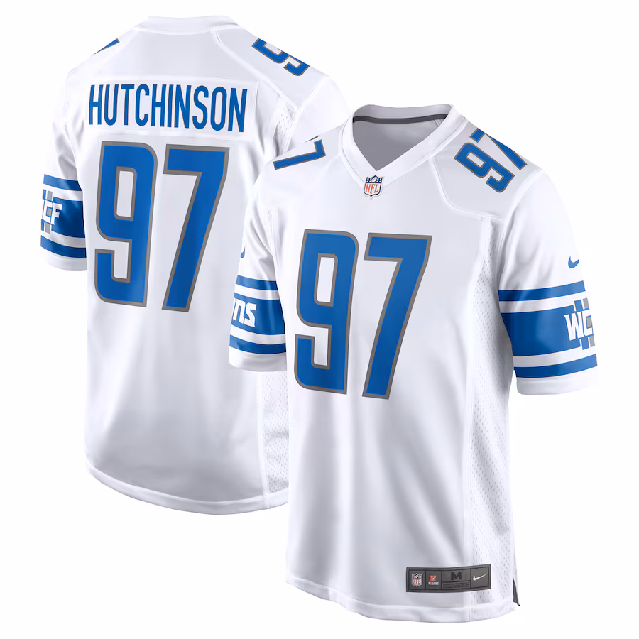 Men's Detroit Lions Aidan Hutchinson Nike White Player Game Jersey - Puhuasuan