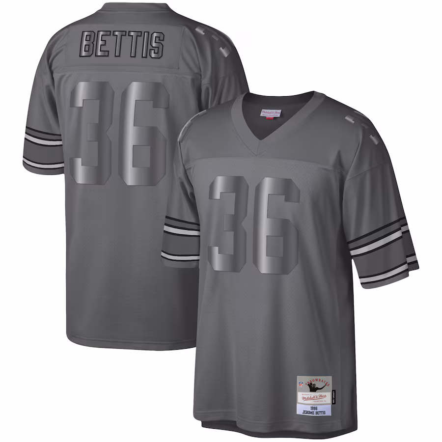 Men's Pittsburgh Steelers Jerome Bettis Mitchell & Ness Charcoal 1996 Retired Player Metal Legacy Jersey - Puhuasuan