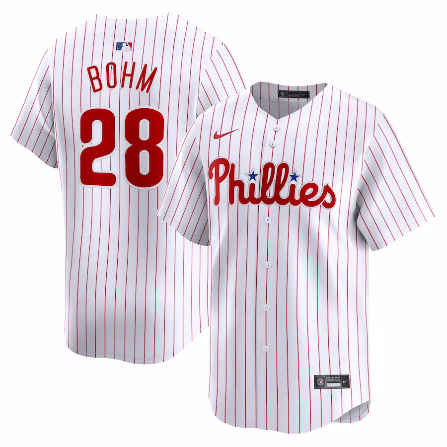 Men's Philadelphia Phillies Alec Bohm Nike White Home Limited Player Jersey - Puhuasuan
