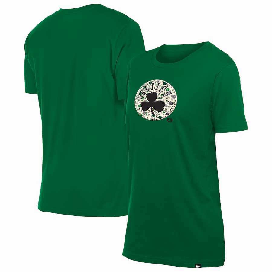 Women's Boston Celtics New Era Kelly Green Glam Game Flower T-Shirt - Puhuasuan