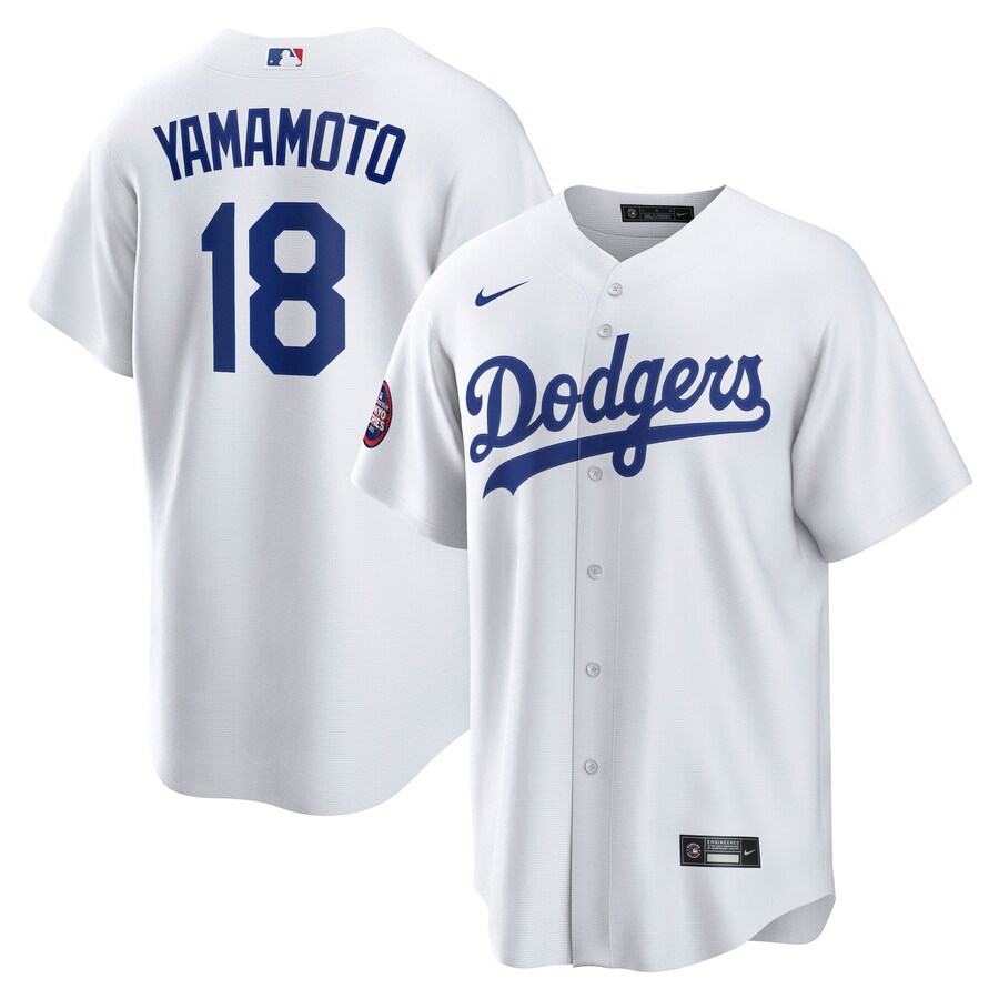Men's Los Angeles Dodgers Yoshinobu Yamamoto Nike White 2025 MLB World Tour: Tokyo Series Home Replica Player Jersey - Puhuasuan