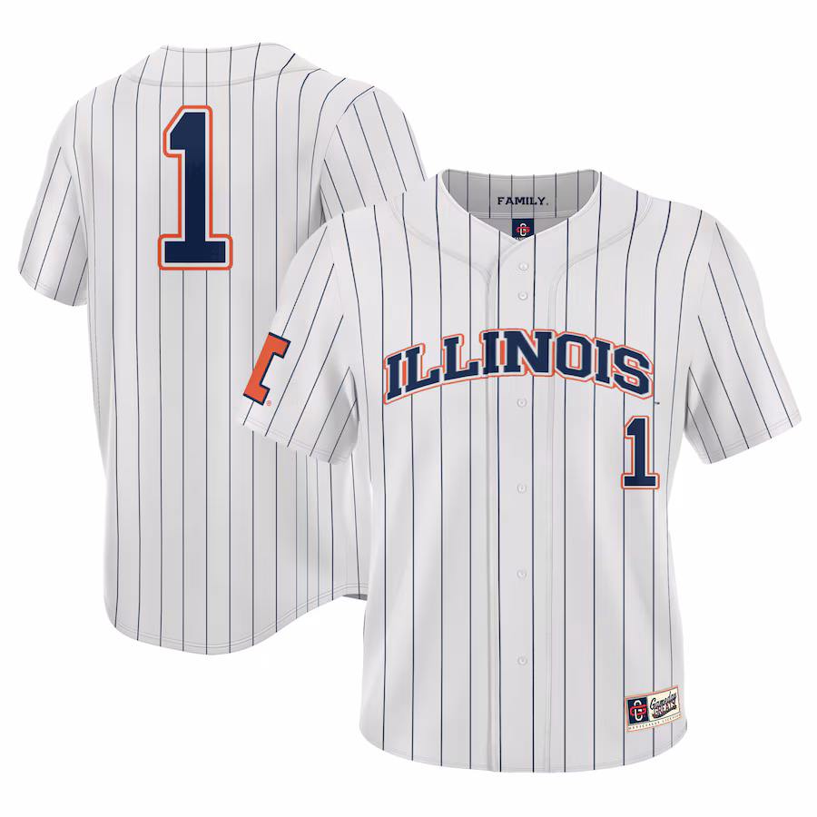 #1 Illinois Fighting Illini GameDay Greats Lightweight Baseball Jersey - White - Puhuasuan
