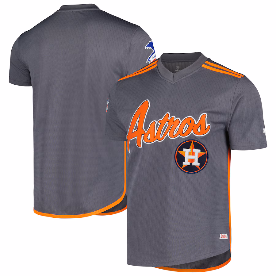 Men's  Houston Astros Stitches Charcoal Team V-Neck Jersey - Puhuasuan