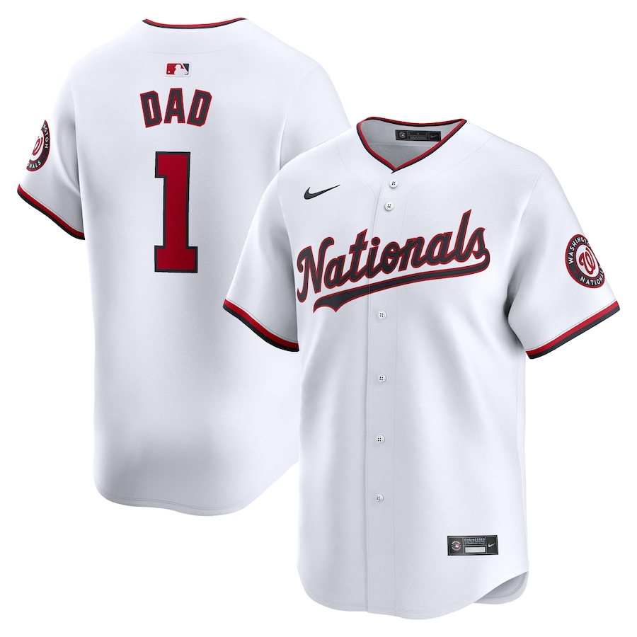 Men's Washington Nationals Nike White #1 Dad Home Limited Jersey - Puhuasuan
