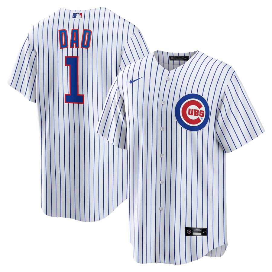 Men's Chicago Cubs Nike White #1 Dad Home Replica Jersey - Puhuasuan