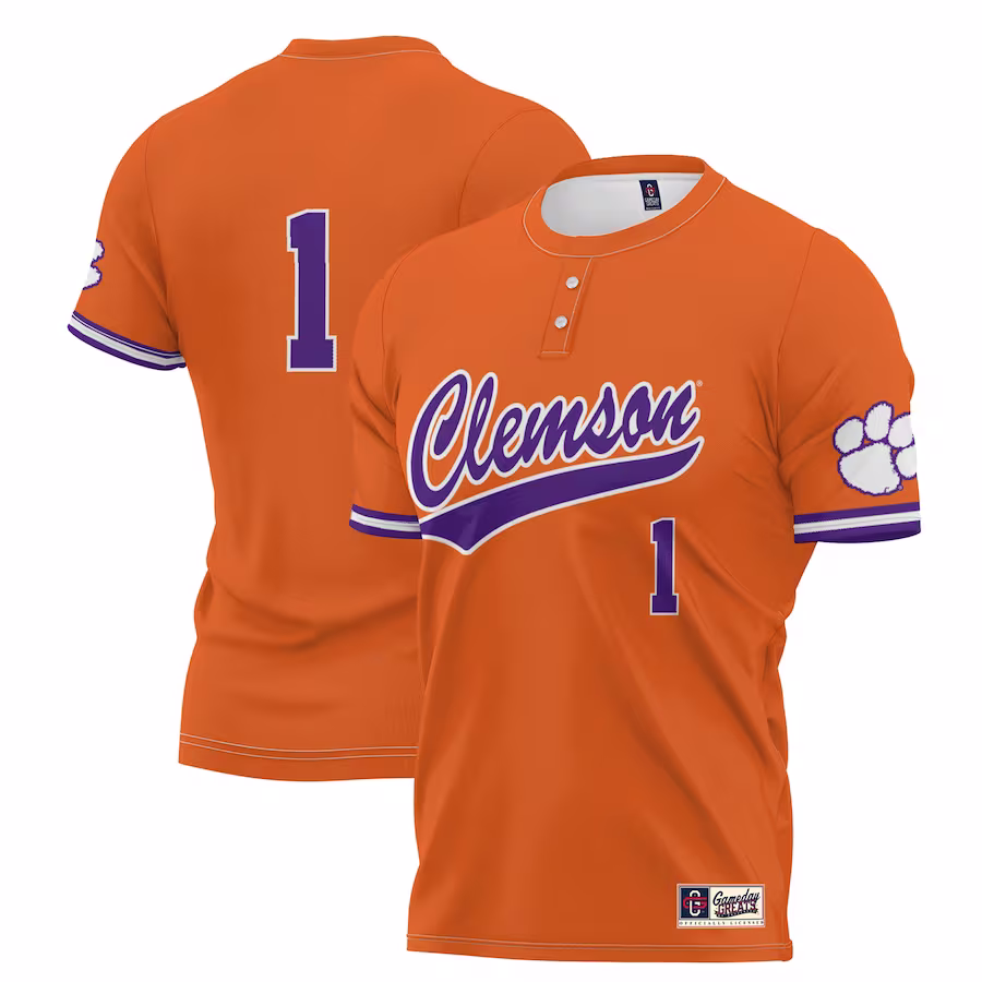 #1 Clemson Tigers GameDay Greats Unisex Lightweight Softball Jersey - Orange - Puhuasuan