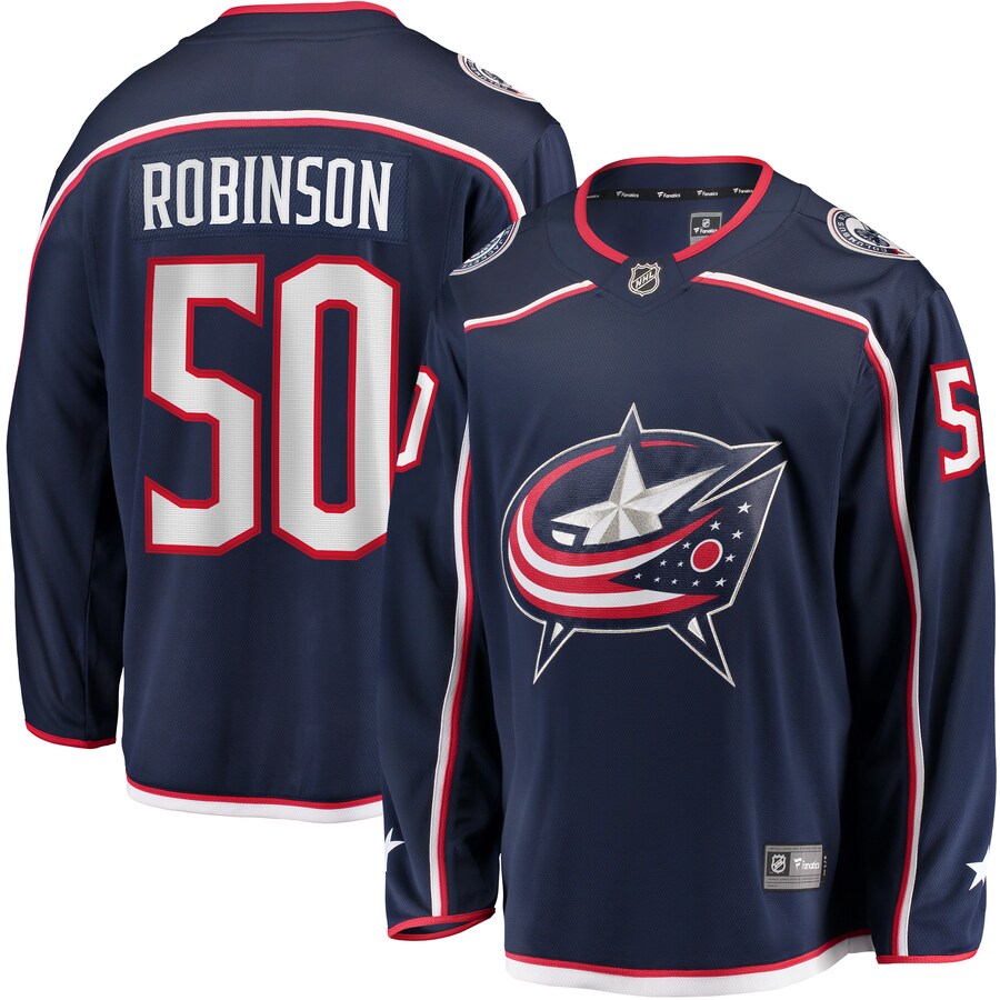 Men's Columbus Blue Jackets Eric Robinson Fanatics Branded Navy Home Breakaway Player Jersey - Puhuasuan