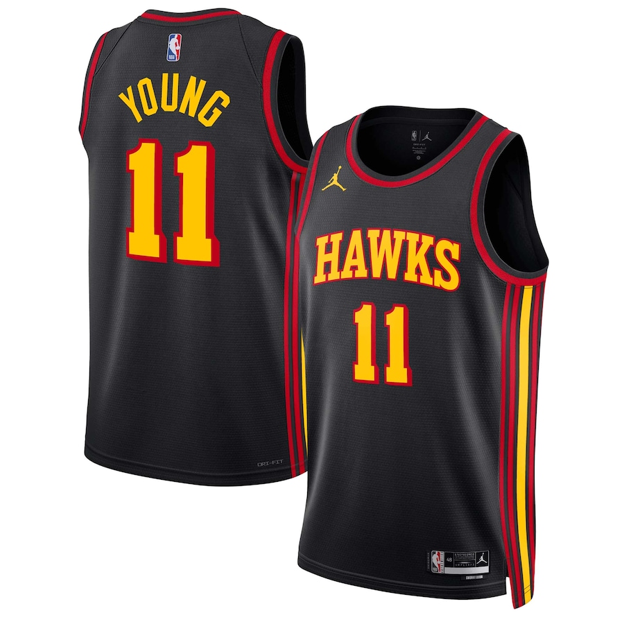 Unisex Atlanta Hawks Trae Young Jordan Brand Black Swingman Jersey - Statement Edition - Puhuasuan