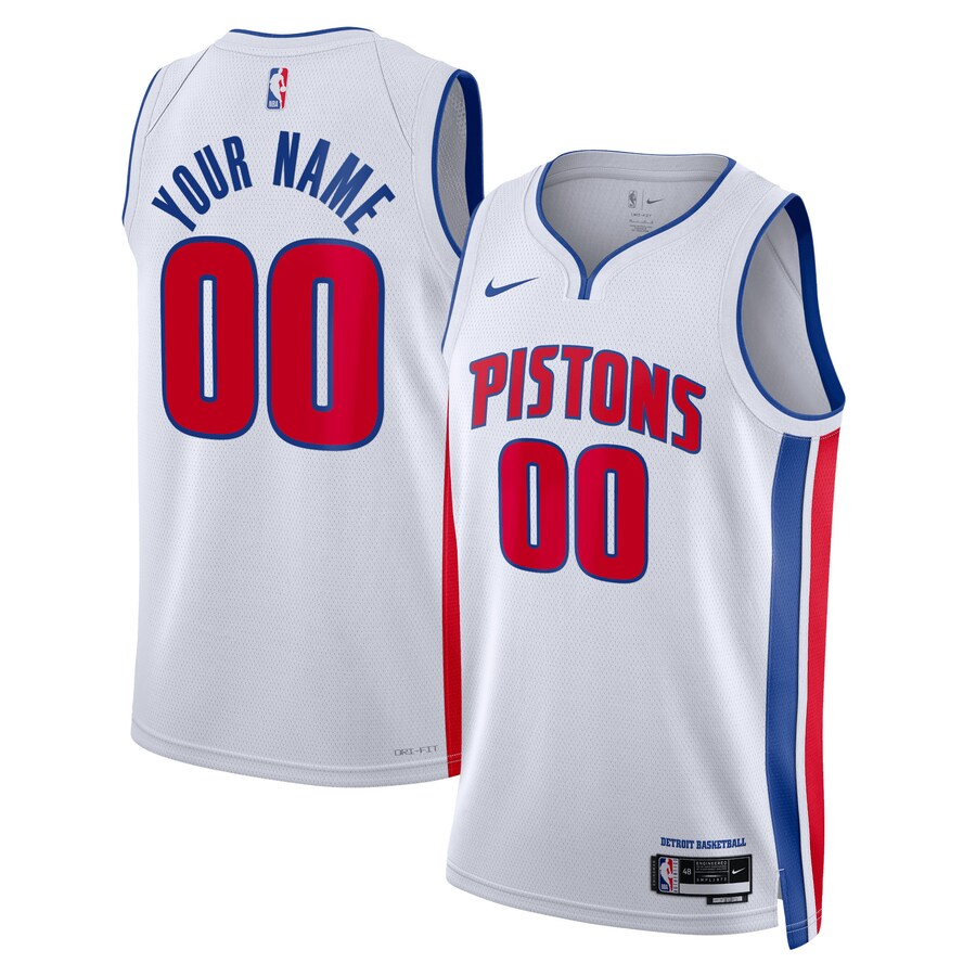 Unisex Detroit Pistons Nike White Swingman Custom Jersey - Association Edition - Puhuasuan