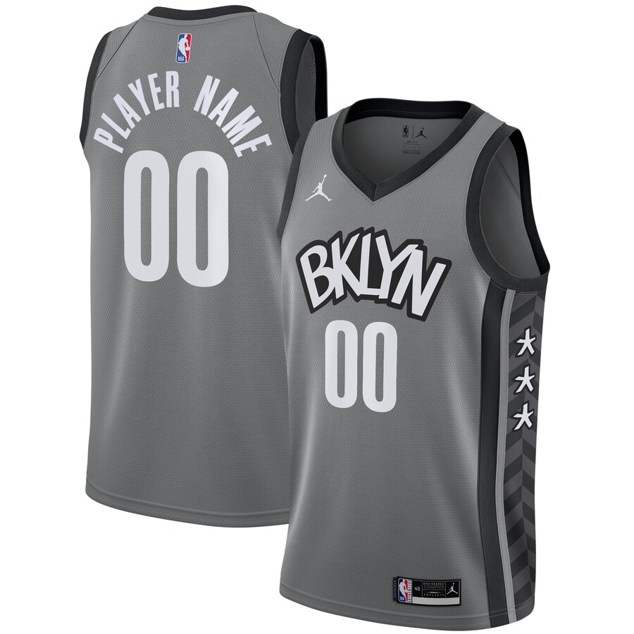 Men's Brooklyn Nets Jordan Brand Gray Swingman Custom Jersey - Statement Edition - Puhuasuan