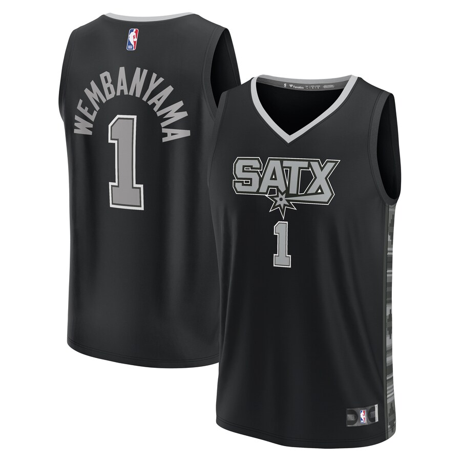 Youth San Antonio Spurs Victor Wembanyama Fanatics Black Fast Break Player Jersey - Statement Edition - Puhuasuan