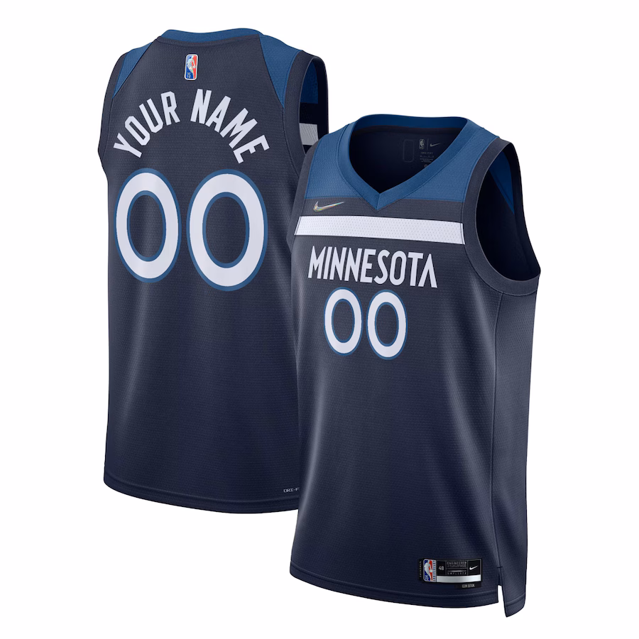 Men's Minnesota Timberwolves Nike Navy 2021/22 Diamond Swingman Custom Jersey - Icon Edition - Puhuasuan