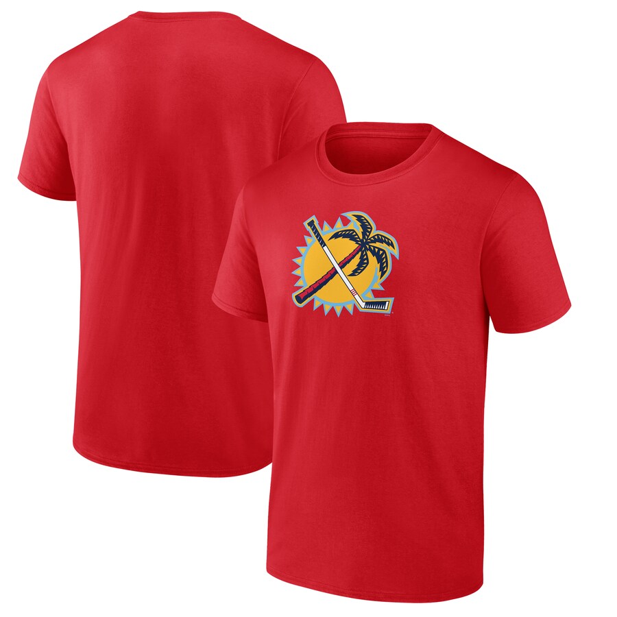 Men's Florida Panthers Red Primary Logo T-Shirt - Puhuasuan