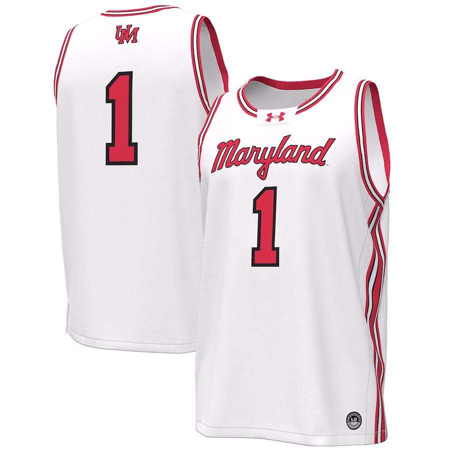 #1 Maryland Terrapins Under Armour Throwback Replica Basketball Jersey - White - Puhuasuan