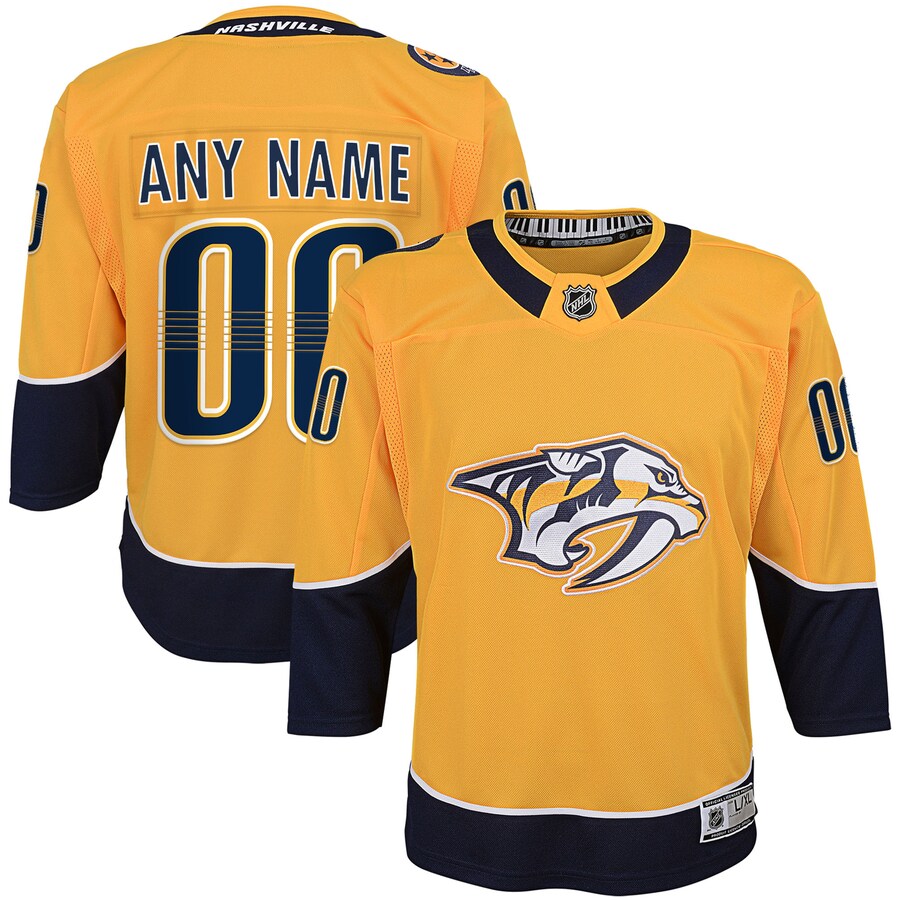 Youth Nashville Predators Yellow Home Premier Custom Jersey - Puhuasuan