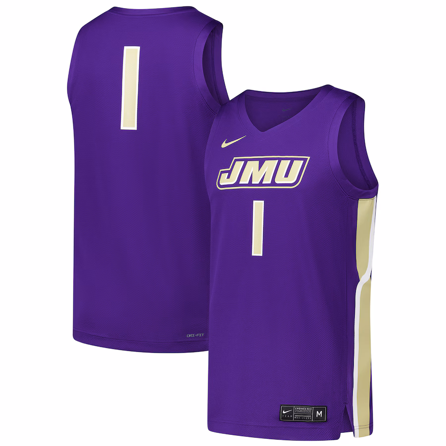 Men's Nike #1 Purple James Madison Dukes  Replica Basketball Jersey - Puhuasuan