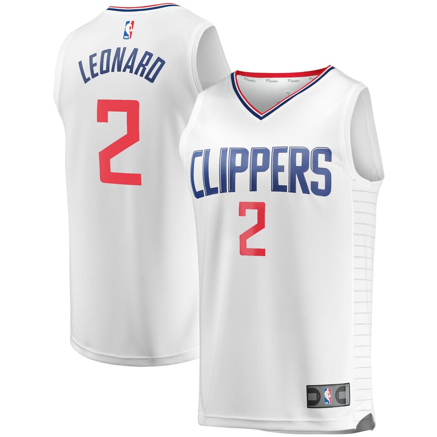 Youth LA Clippers Kawhi Leonard Fanatics White 2020/21 Fast Break Player Jersey - Association Edition - Puhuasuan