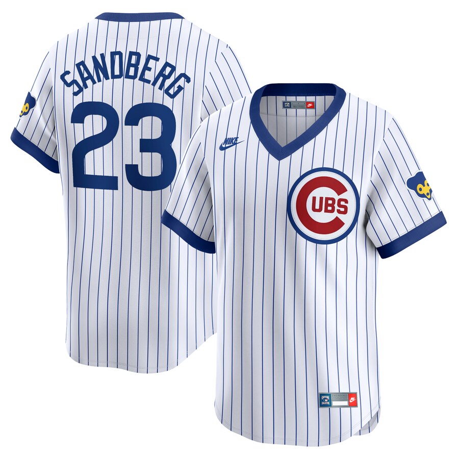 Men's Chicago Cubs Ryne Sandberg Nike White Throwback Cooperstown Limited Jersey - Puhuasuan