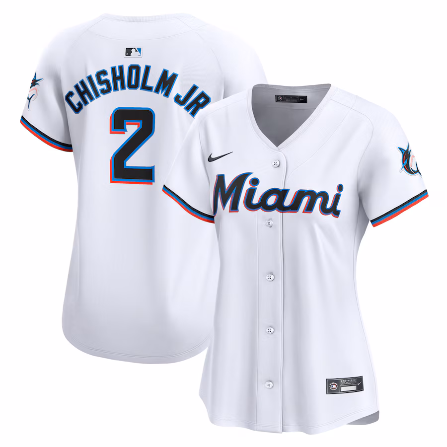 Women's Miami Marlins Jazz Chisholm Jr. Nike White Home Limited Player Jersey - Puhuasuan