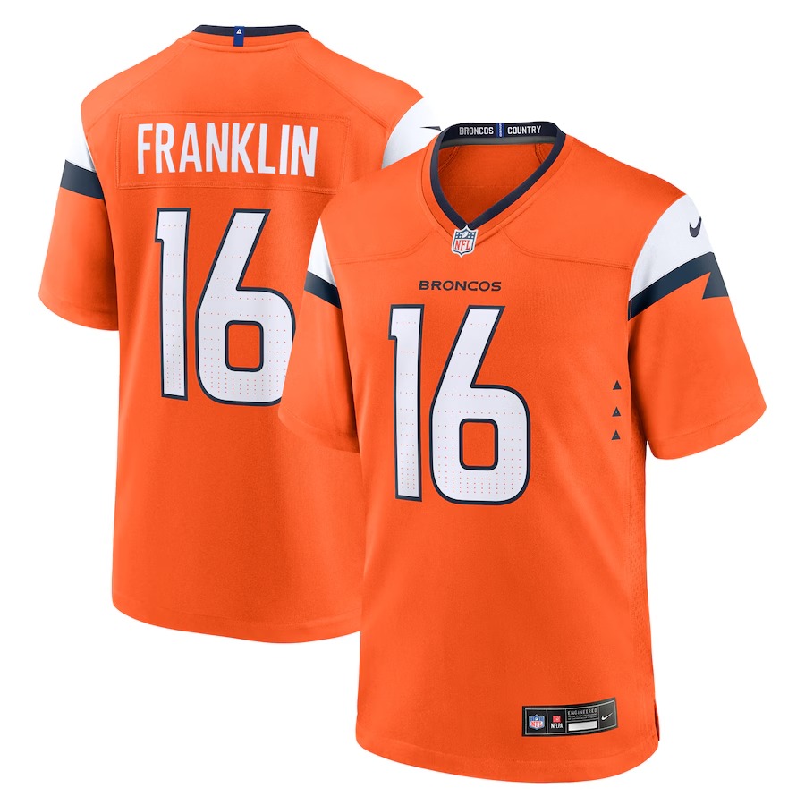 Men's Denver Broncos Troy Franklin Nike Orange Team Game Jersey - Puhuasuan