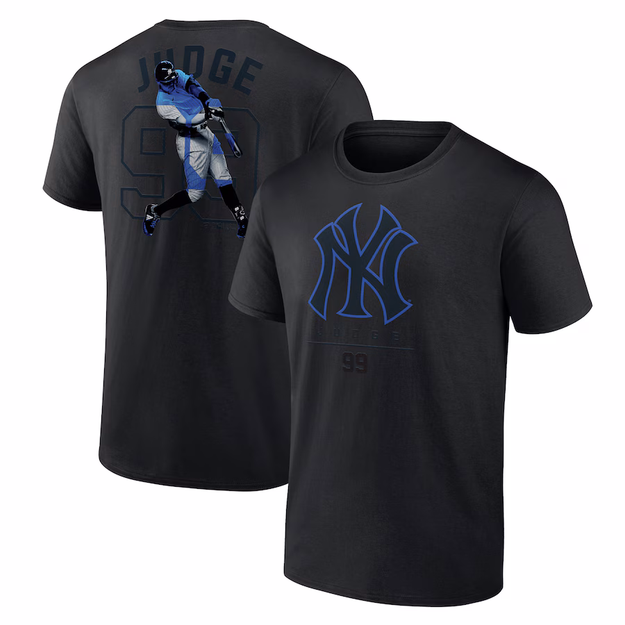 Men's New York Yankees Aaron Judge Black Double Play Name & Number T-Shirt - Puhuasuan