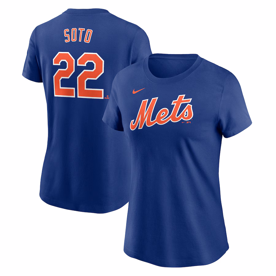 Women's New York Mets Juan Soto Nike Royal Fuse Name & Number T-Shirt - Puhuasuan