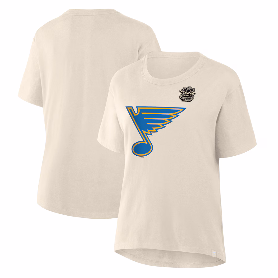 Women's St. Louis Blues Fanatics Cream 2025 Winter Classic Primary Logo T-Shirt - Puhuasuan