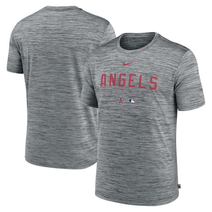 Men's Los Angeles Angels Nike Heather Gray Authentic Collection Velocity Performance Practice T-Shirt - Puhuasuan