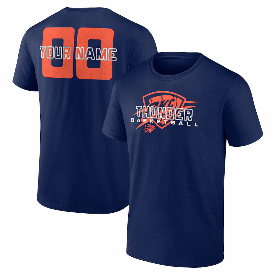 Men's Oklahoma City Thunder Navy Stellar Personalized Name & Number T-Shirt - Puhuasuan
