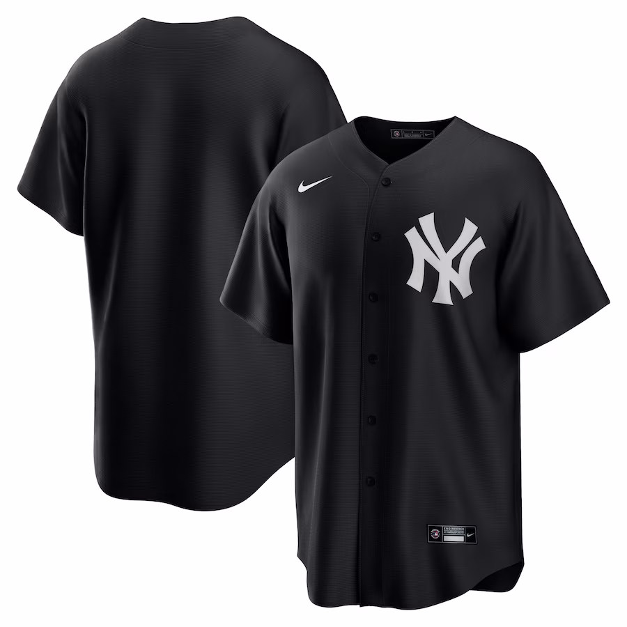 Men's New York Yankees Nike Black/White Official Replica Jersey - Puhuasuan