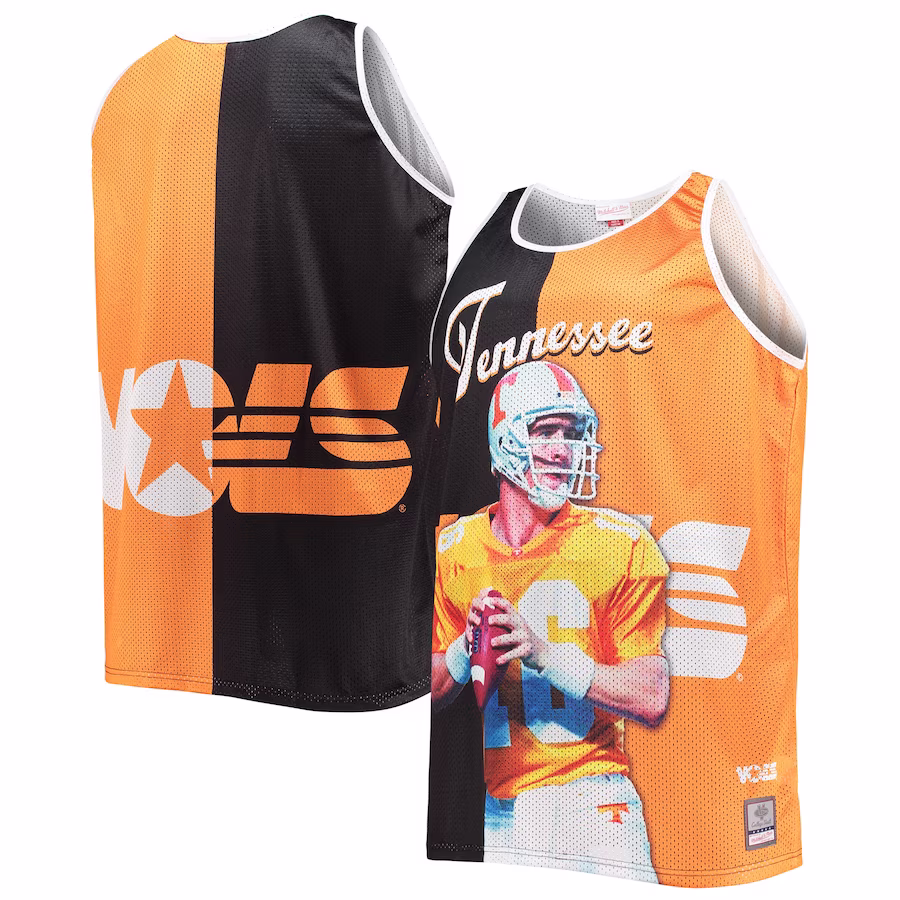 Peyton Manning Tennessee Volunteers Mitchell & Ness Sublimated Player Big & Tall Tank Top - Black/Tennessee Orange - Puhuasuan