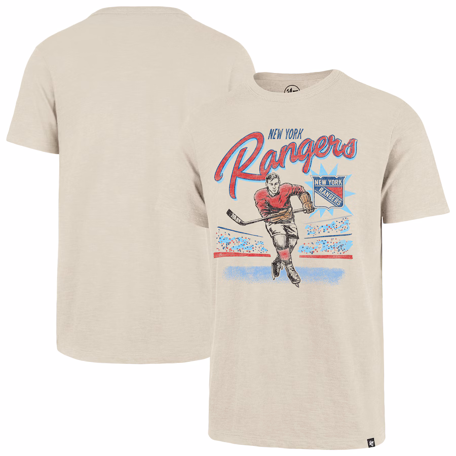 Men's New York Rangers '47 Natural Hockey Player Golden Age Scrum T-Shirt - Puhuasuan