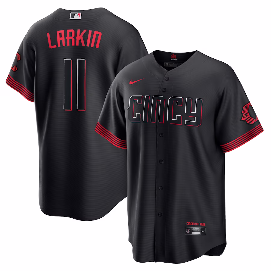Men's Cincinnati Reds Barry Larkin Nike Black City Connect Replica Player Jersey - Puhuasuan