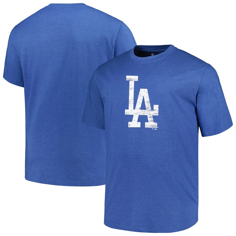Men's Los Angeles Dodgers Profile Heather Royal Big & Tall Weathered Logo T-Shirt - Puhuasuan