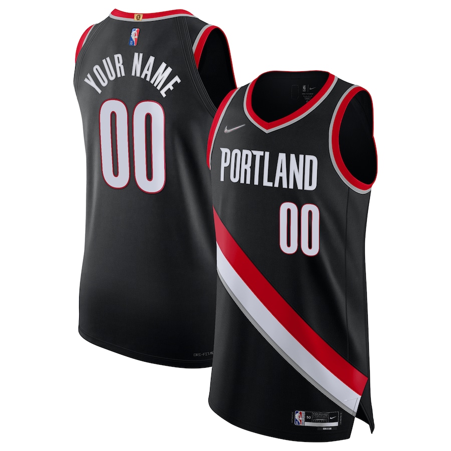 Men's Portland Trail Blazers Nike Black 2021/22 Diamond Authentic Custom Jersey - Icon Edition - Puhuasuan
