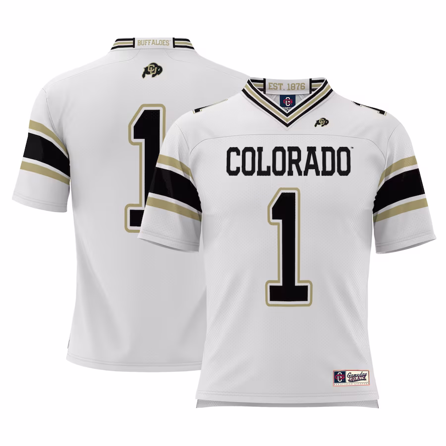 #1 Colorado Buffaloes GameDay Greats Youth Endzone Football Jersey - White - Puhuasuan