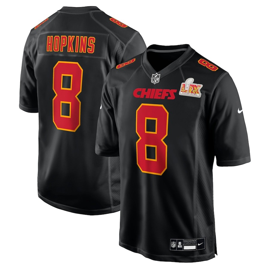 Men's Kansas City Chiefs DeAndre Hopkins Nike Carbon Black Super Bowl LIX Fashion Game Jersey - Puhuasuan