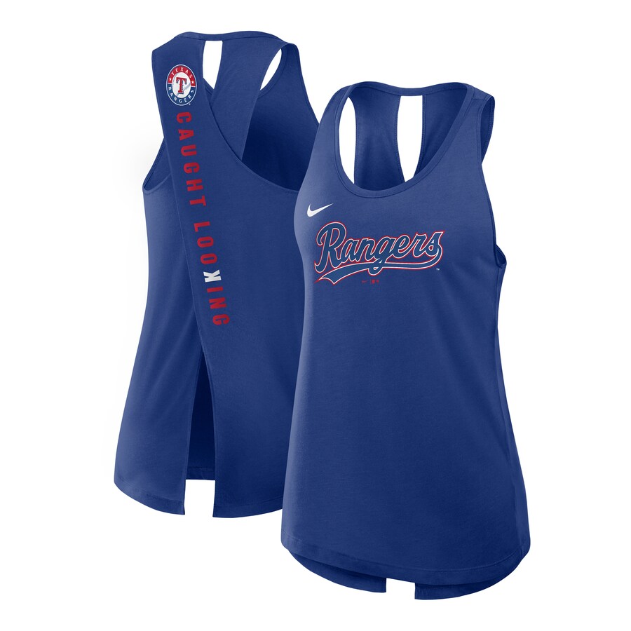 Women's Texas Rangers Nike Royal Crisscross Performance Tank Top - Puhuasuan