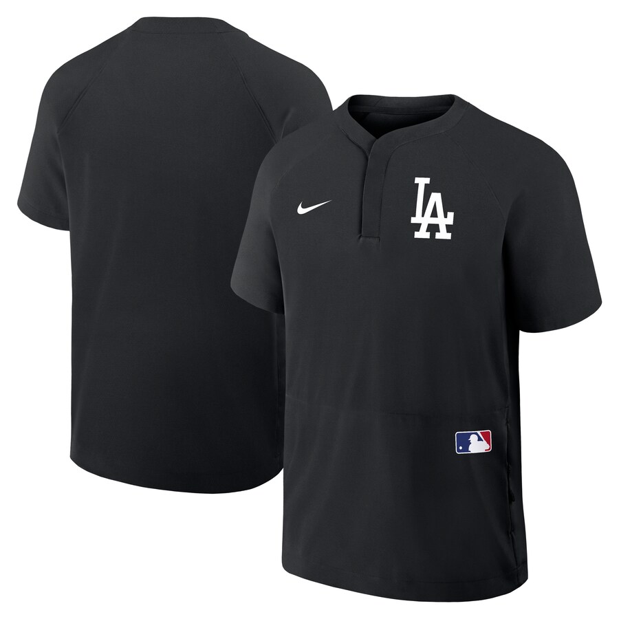 Men's Los Angeles Dodgers Nike Black Authentic Collection Raglan Short Sleeve Windshirt - Puhuasuan