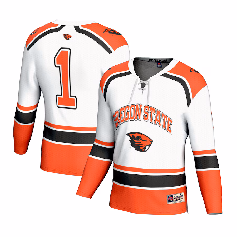 Youth GameDay Greats #1 White Oregon State Beavers Lightweight Hockey Fashion Jersey - Puhuasuan