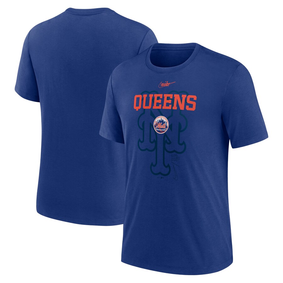 Men's New York Mets Nike Royal Rewind Retro Tri-Blend T-Shirt - Puhuasuan