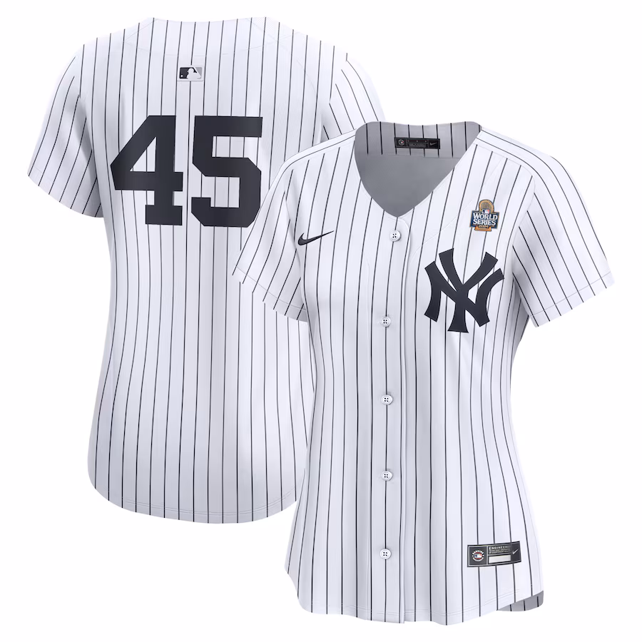 Women's New York Yankees Gerrit Cole Nike White 2024 World Series Limited Player Jersey - Puhuasuan