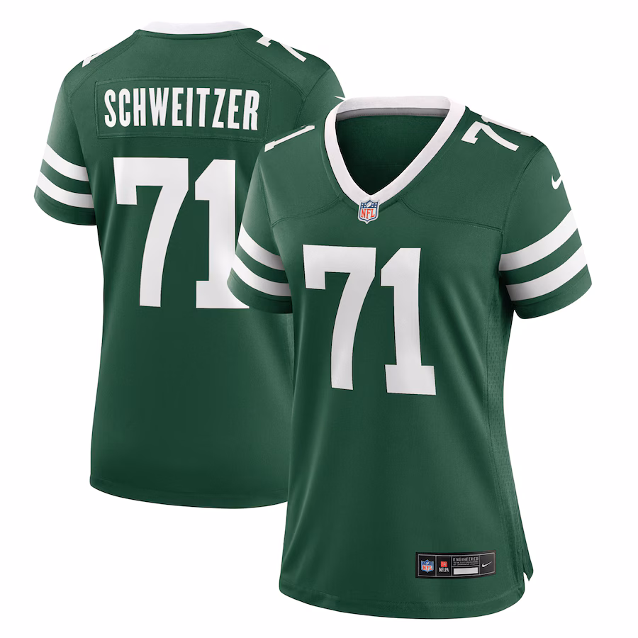 Women's New York Jets Wes Schweitzer Nike Legacy Green Team Game Jersey - Puhuasuan