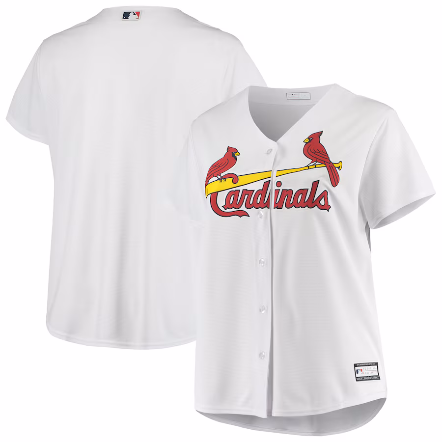 Women's St. Louis Cardinals White Plus Size Home Replica Team Jersey - Puhuasuan