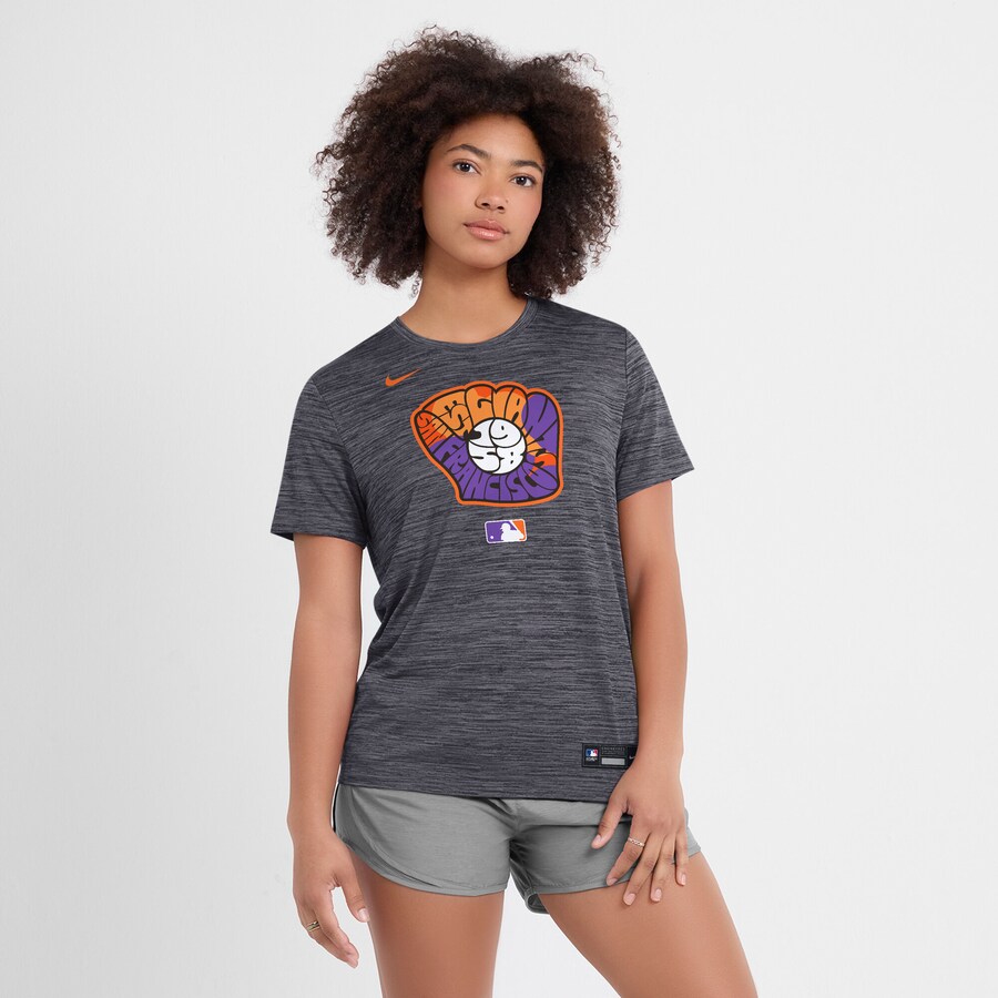 Women's San Francisco Giants Nike Heather Black 2025 City Connect Authentic Collection Velocity Performance T-Shirt - Puhuasuan